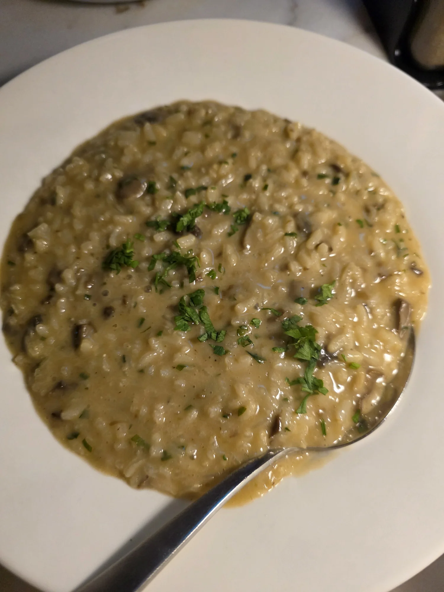 Creamy mushroom risotto with Parmesan cheese